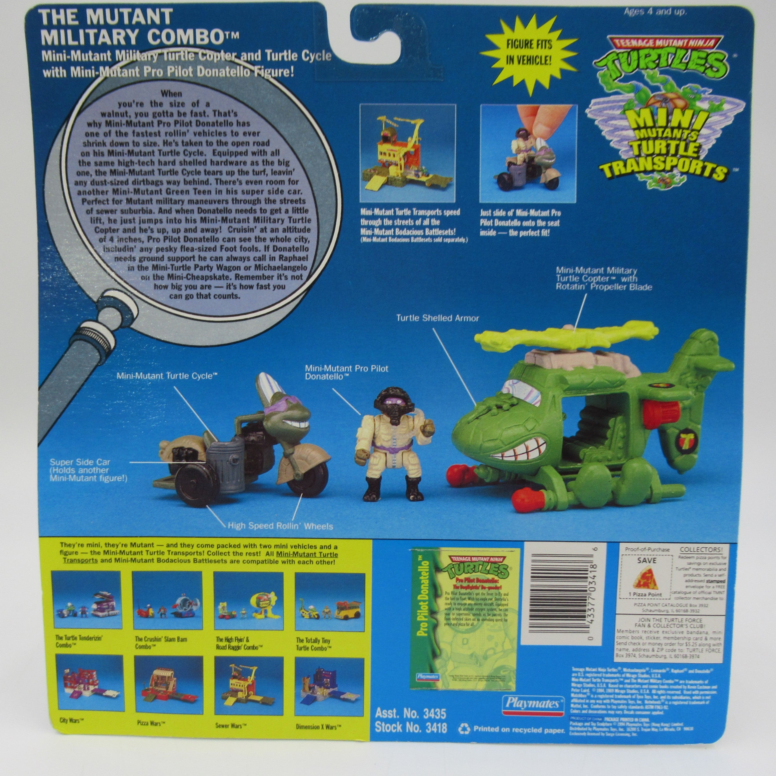 Teenage Mutant Ninja Turtles "The Mutant Military Combo" Mini Mutants Turtle Transports TMNTs - Playmates (1994)